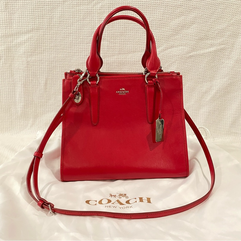 Coach Crosby Carryall Crossbody Bag Red Leather Valentine's Day Gift